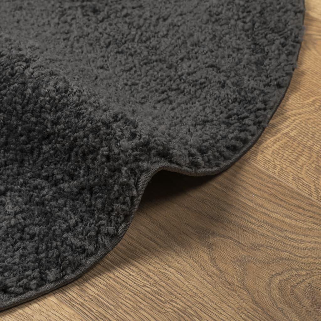 Shaggy-Teppich PAMPLONA Hochflor Modern Anthrazit Ø 80 cm