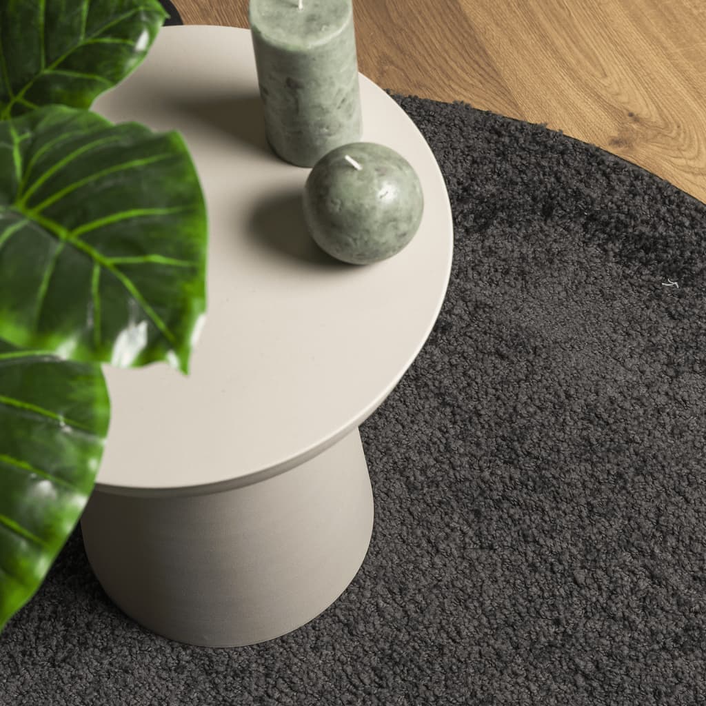 Shaggy-Teppich PAMPLONA Hochflor Modern Anthrazit Ø 80 cm