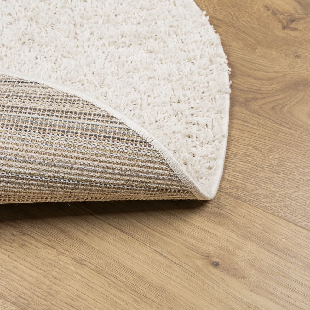 Shaggy-Teppich PAMPLONA Hochflor Modern Creme Ø 200 cm