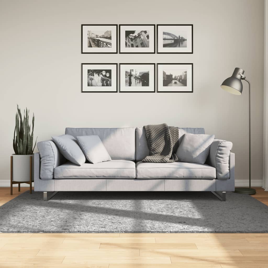 Shaggy-Teppich PAMPLONA Hochflor Modern Grau 140x200 cm