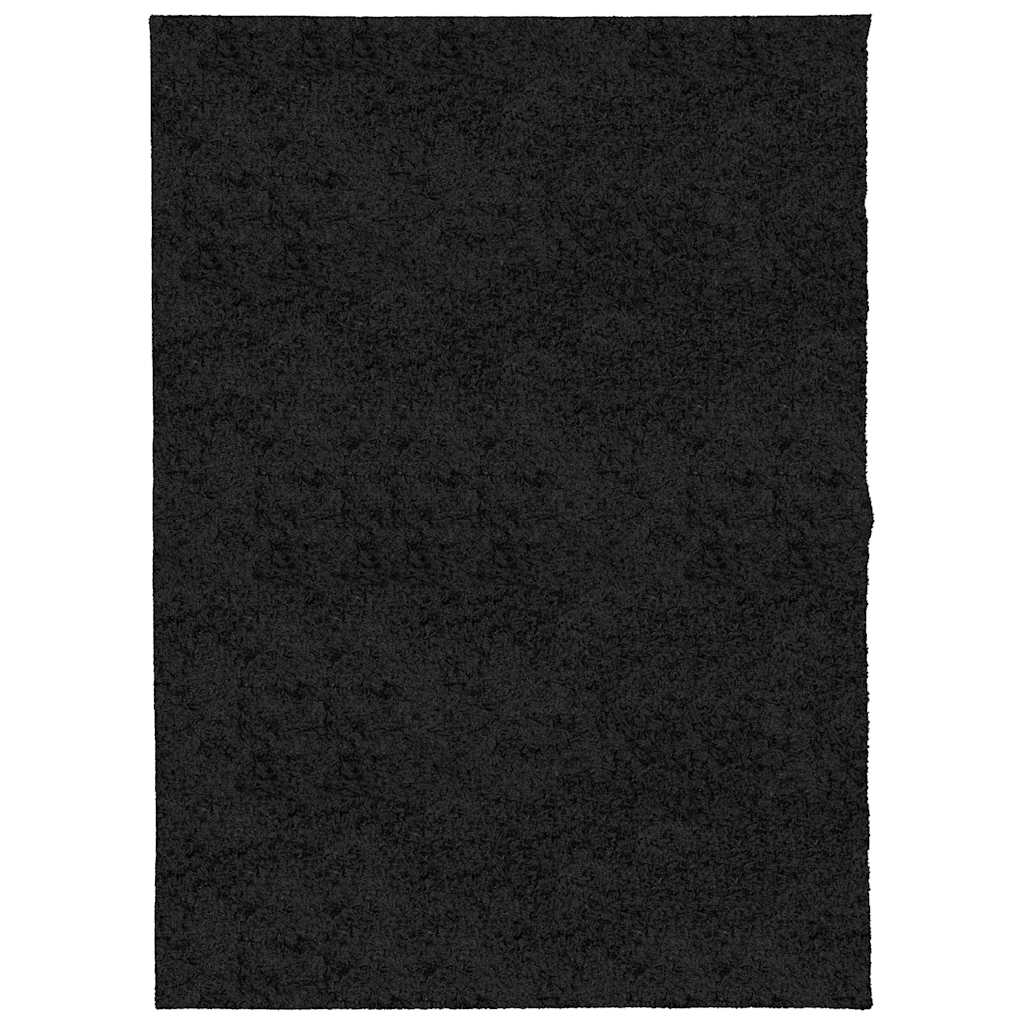 Shaggy-Teppich PAMPLONA Hochflor Modern Schwarz 140x200 cm