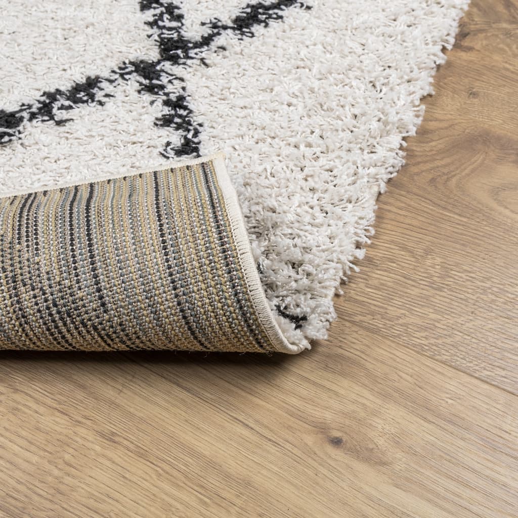 Shaggy-Teppich PAMPLONA Hochflor Modern Creme Schwarz 100x200cm