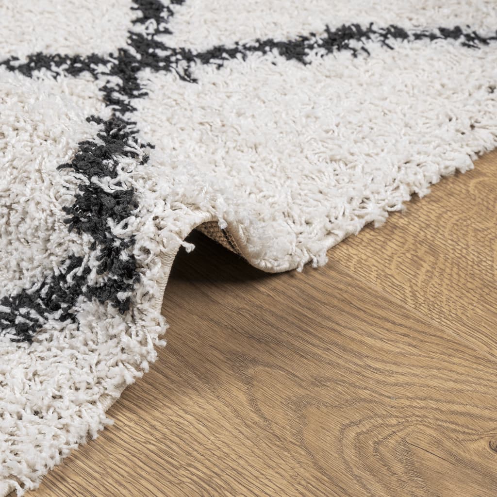 Shaggy-Teppich PAMPLONA Hochflor Modern Creme Schwarz 100x200cm