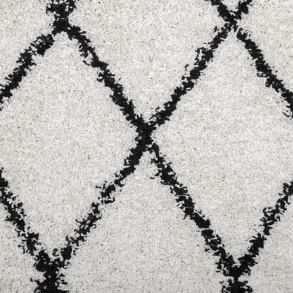 Shaggy-Teppich PAMPLONA Hochflor Modern Creme Schwarz 100x200cm