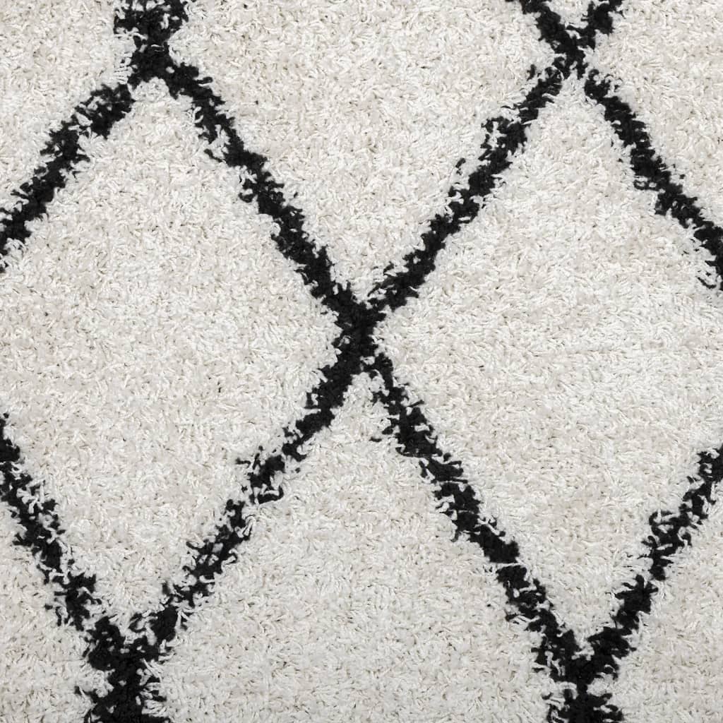 Shaggy-Teppich PAMPLONA Hochflor Modern Creme Schwarz Ø 280 cm
