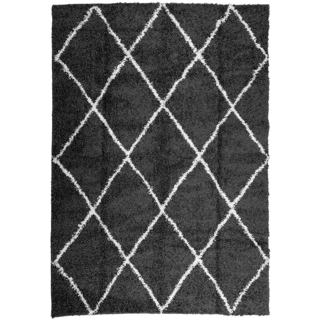 Shaggy-Teppich PAMPLONA Hochflor Modern Schwarz Creme 120x170cm