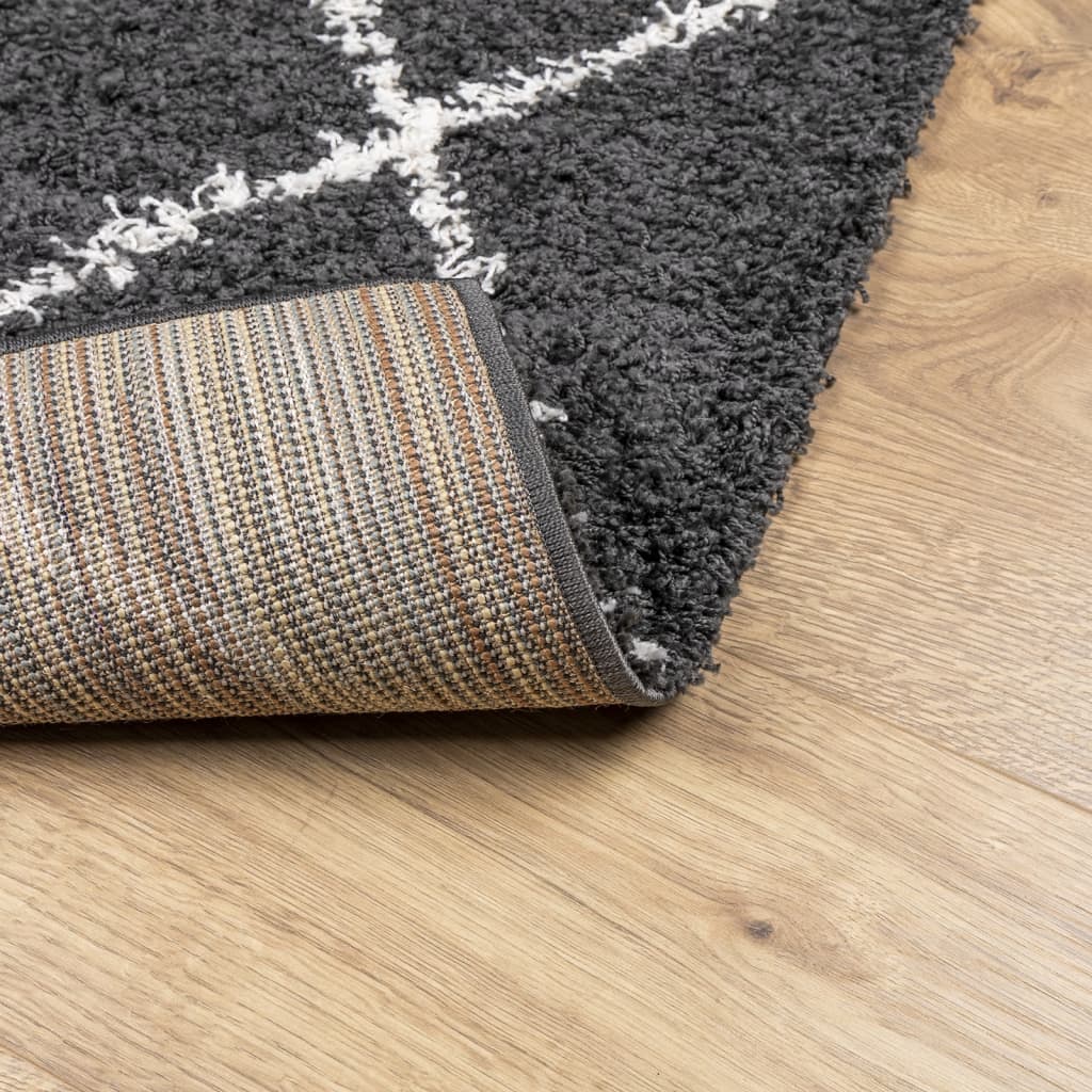 Shaggy-Teppich PAMPLONA Hochflor Modern Schwarz Creme 120x170cm