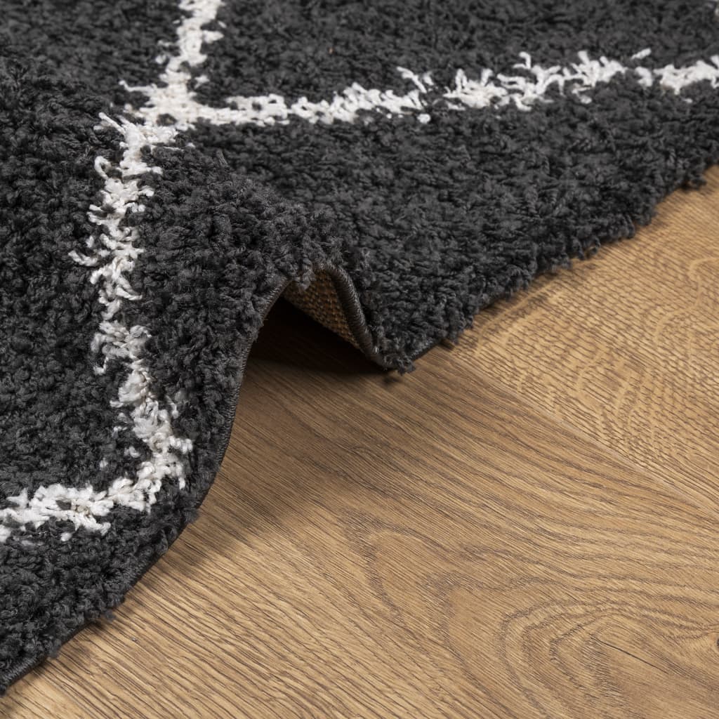 Shaggy-Teppich PAMPLONA Hochflor Modern Schwarz Creme 120x170cm