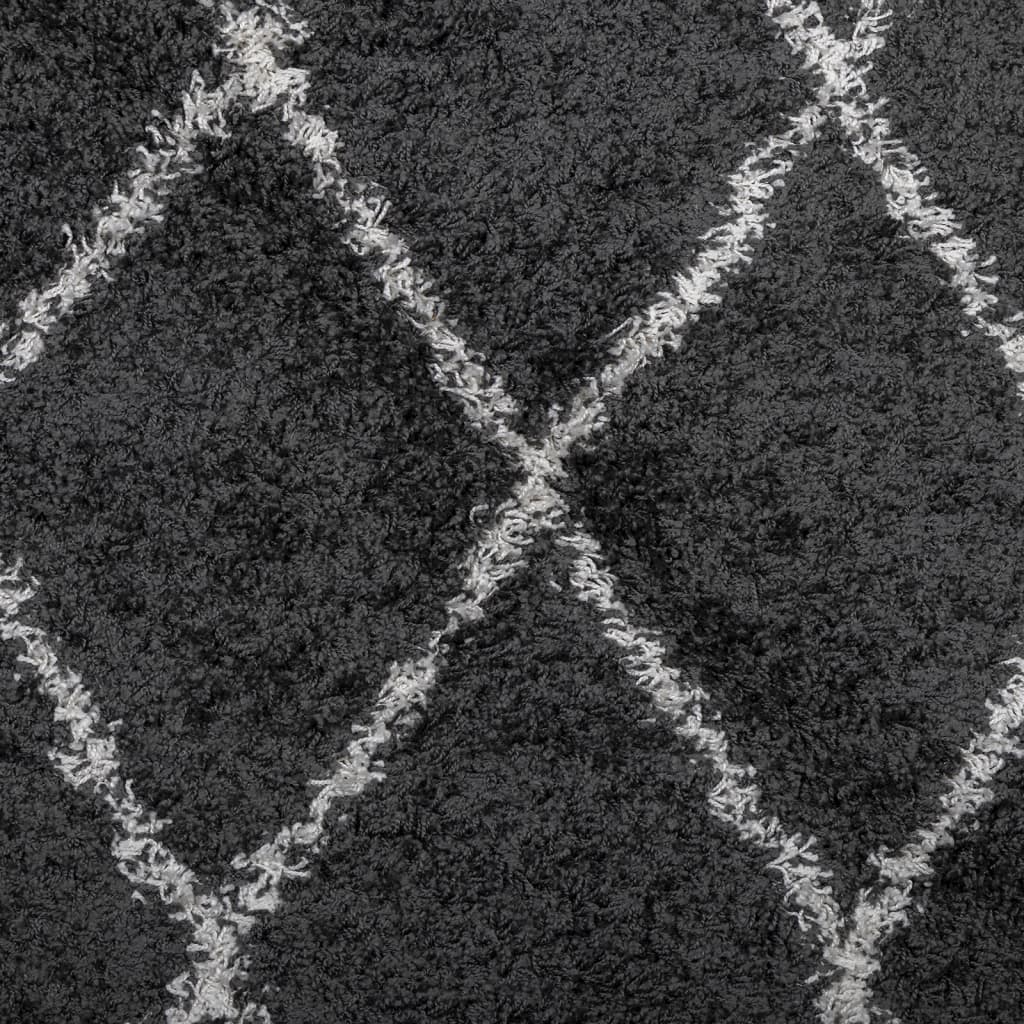 Shaggy-Teppich PAMPLONA Hochflor Modern Schwarz Creme 120x170cm
