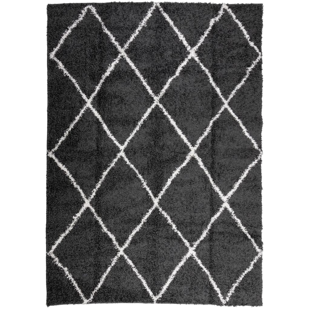 Shaggy-Teppich PAMPLONA Hochflor Modern Schwarz Creme 200x280cm