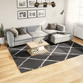 Shaggy-Teppich PAMPLONA Hochflor Modern Schwarz Creme 200x280cm