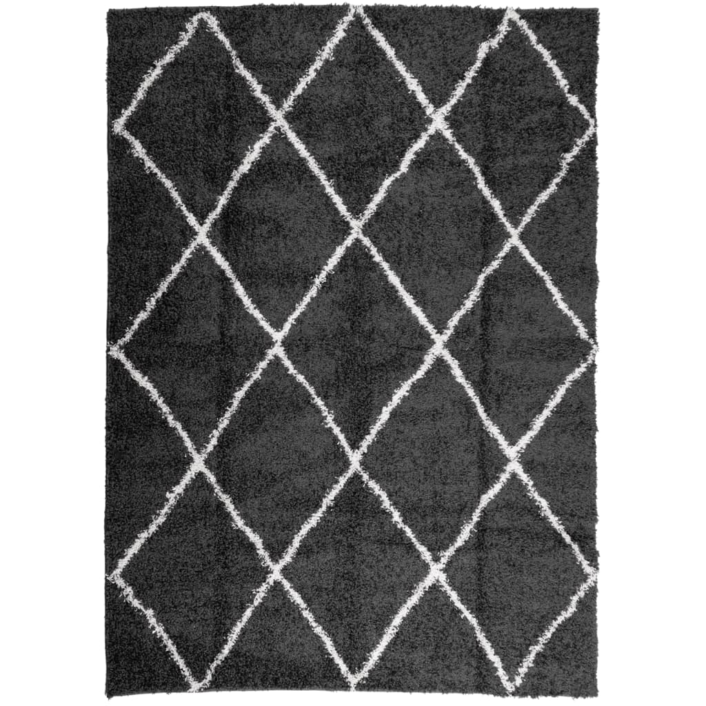 Shaggy-Teppich PAMPLONA Hochflor Modern Schwarz Creme 240x340cm