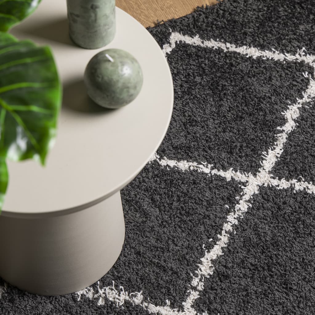 Shaggy-Teppich PAMPLONA Hochflor Modern Schwarz Creme 240x340cm