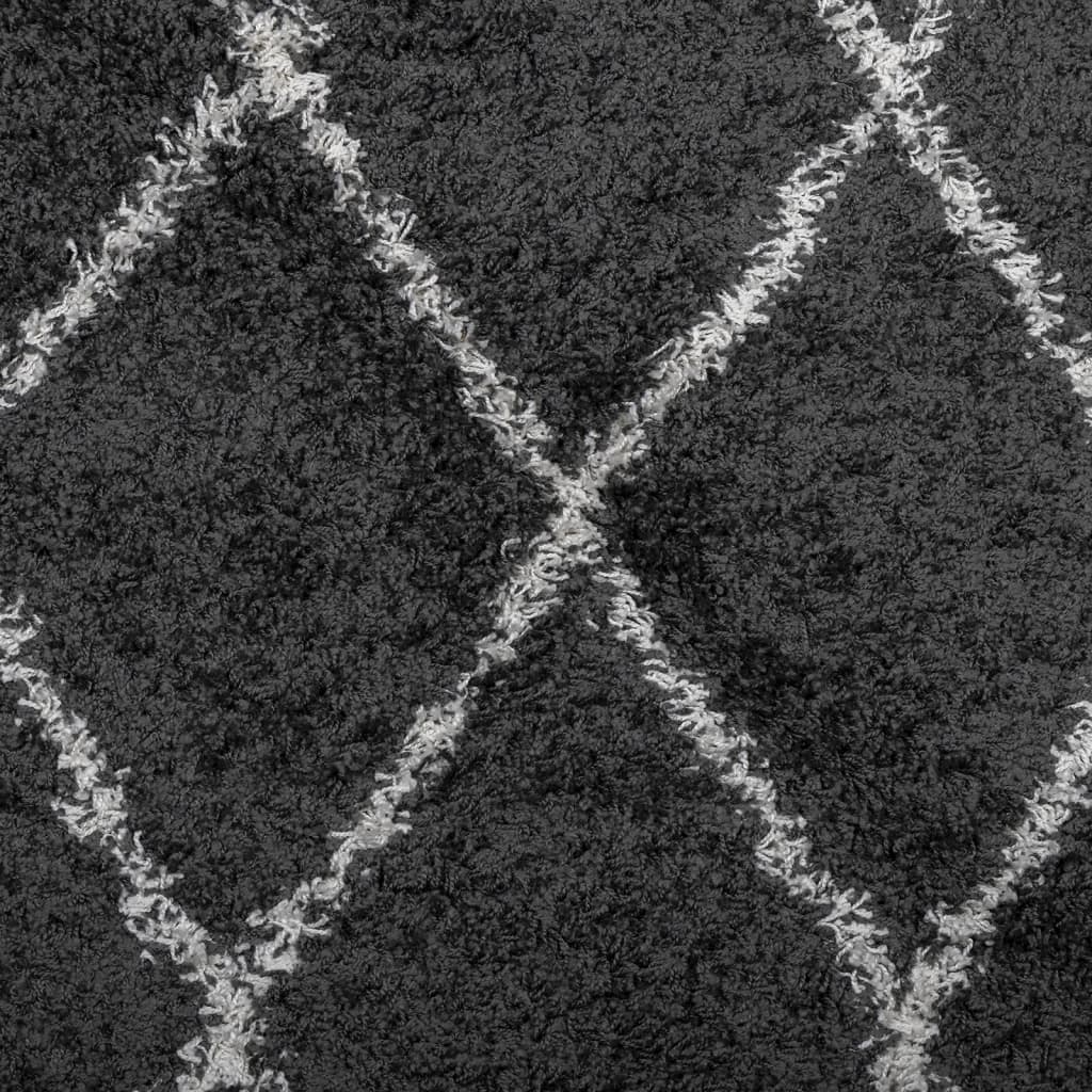 Shaggy-Teppich PAMPLONA Hochflor Modern Schwarz Creme 240x340cm