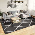 Shaggy-Teppich PAMPLONA Hochflor Modern Schwarz Creme 240x340cm