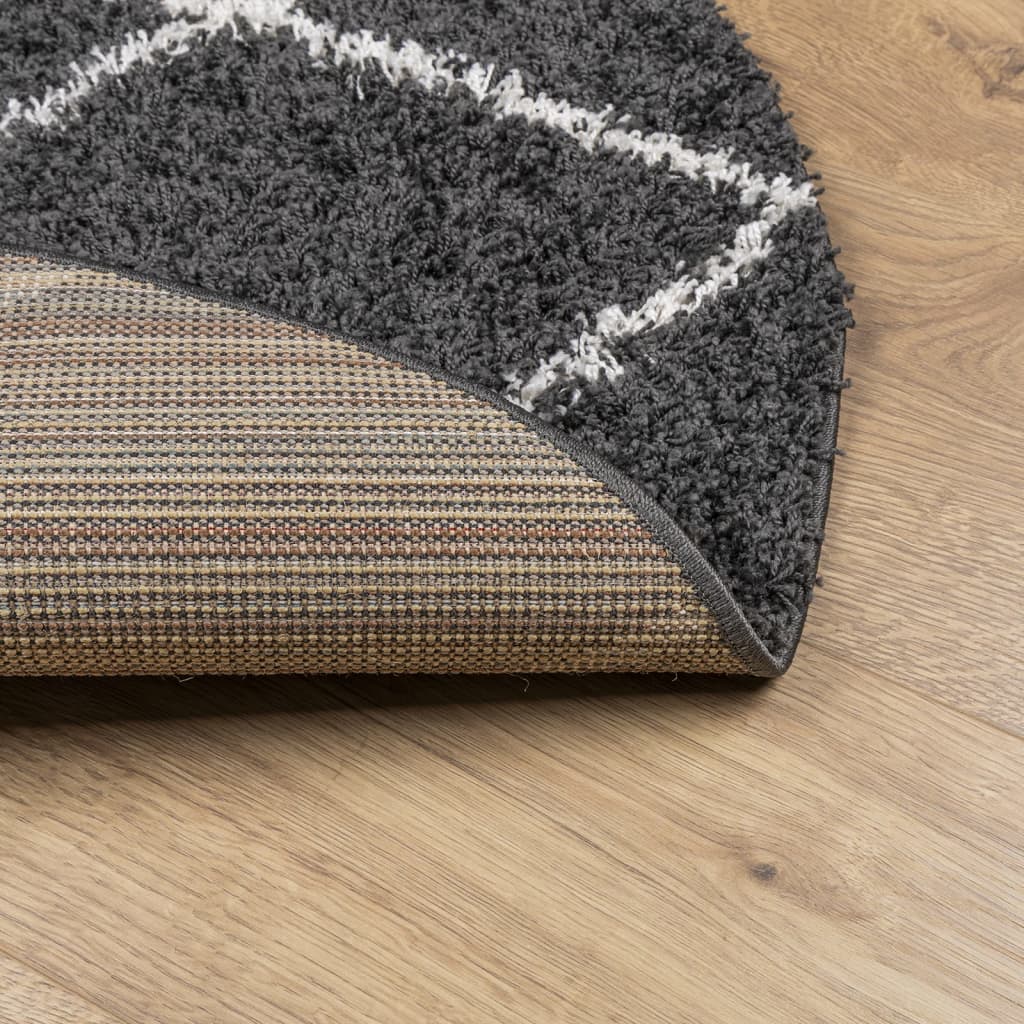 Shaggy-Teppich PAMPLONA Hochflor Modern Schwarz Creme Ø 280 cm