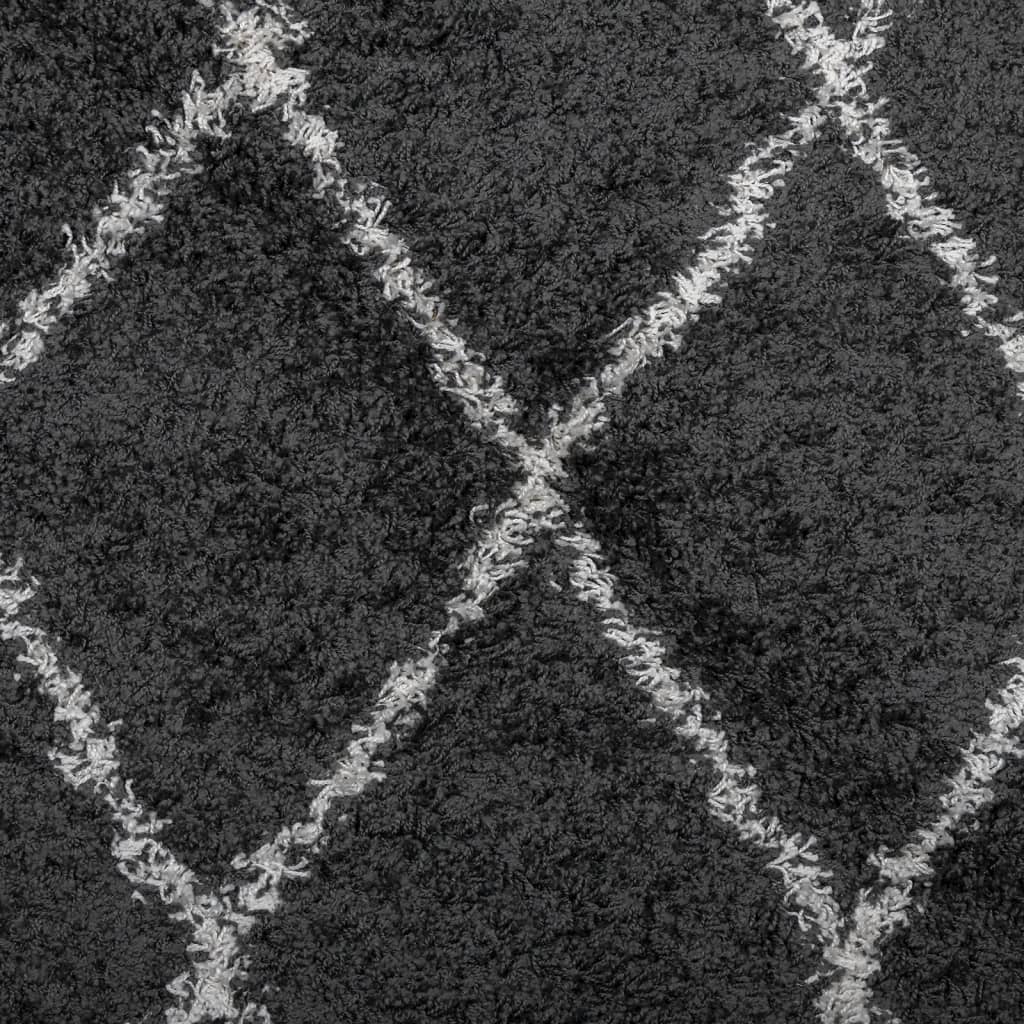 Shaggy-Teppich PAMPLONA Hochflor Modern Schwarz Creme Ø 280 cm