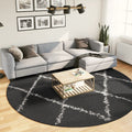 Shaggy-Teppich PAMPLONA Hochflor Modern Schwarz Creme Ø 280 cm