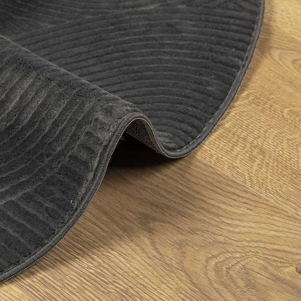 Teppich IZA Kurzflor Skandi-Stil Anthrazit Ø 80 cm