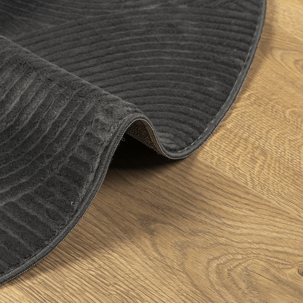 Teppich IZA Kurzflor Skandi-Stil Anthrazit Ø 120 cm