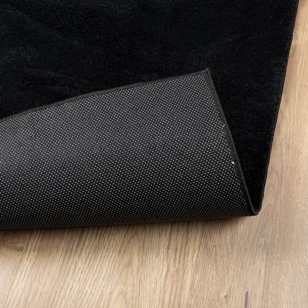 Teppich OVIEDO Kurzflor Schwarz 120x120 cm
