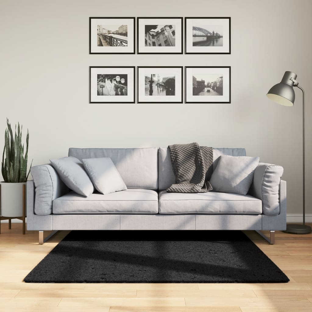 Teppich OVIEDO Kurzflor Schwarz 120x120 cm