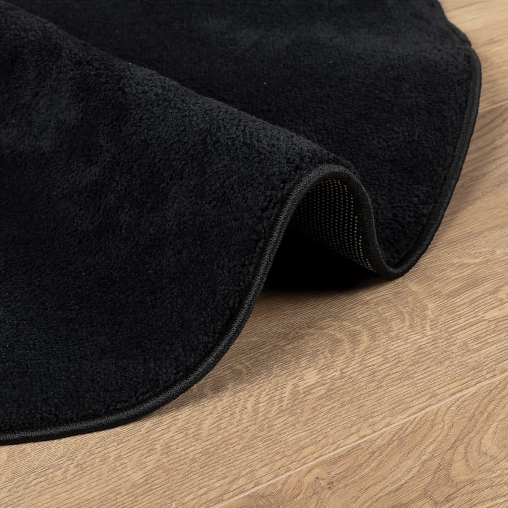 Teppich OVIEDO Kurzflor Schwarz Ø 200 cm