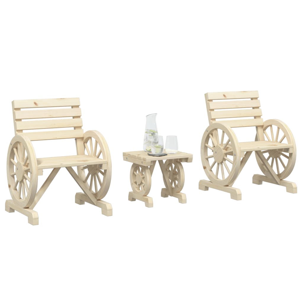 3-tlg. Garten-Lounge-Set Massivholz Tanne