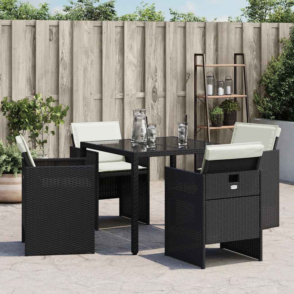 Gartenstühle mit Kissen 4 Stk. Schwarz Poly Rattan
