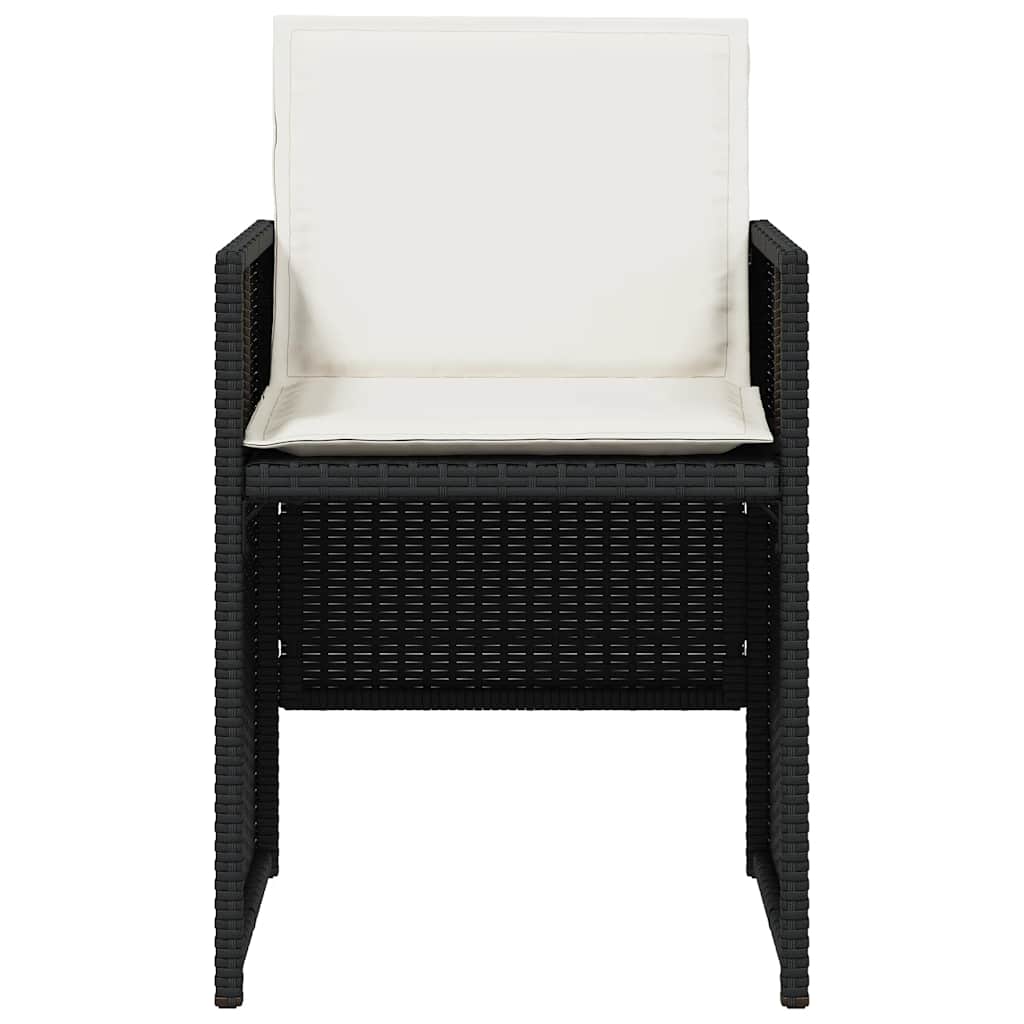 Gartenstühle mit Kissen 4 Stk. Schwarz Poly Rattan