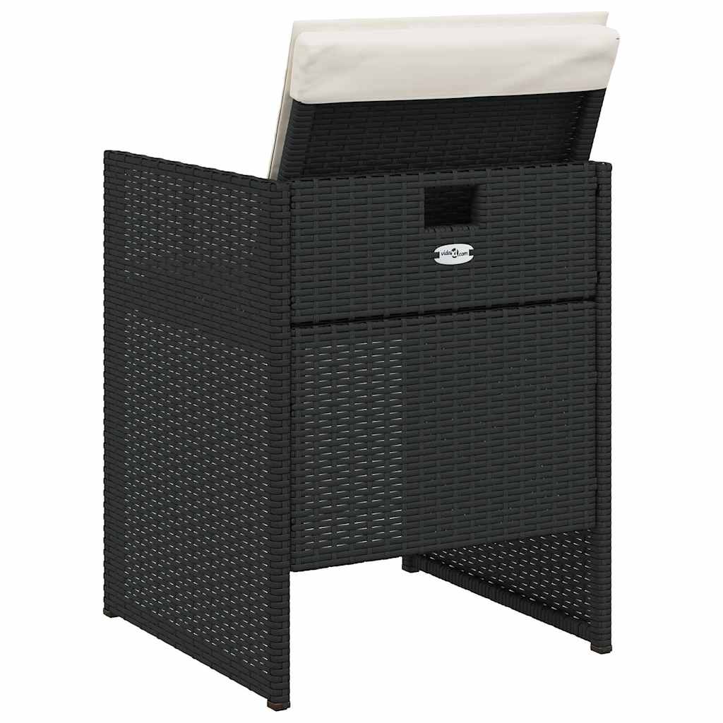 Gartenstühle mit Kissen 4 Stk. Schwarz Poly Rattan