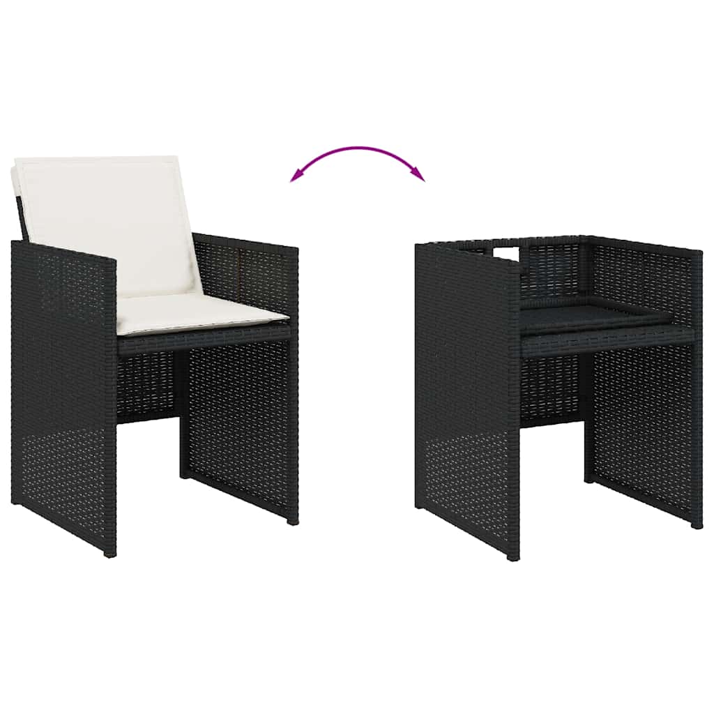 Gartenstühle mit Kissen 4 Stk. Schwarz Poly Rattan