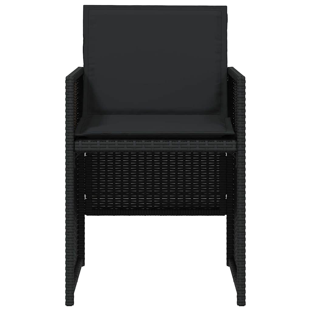 Gartenstühle mit Kissen 4 Stk. Schwarz Poly Rattan