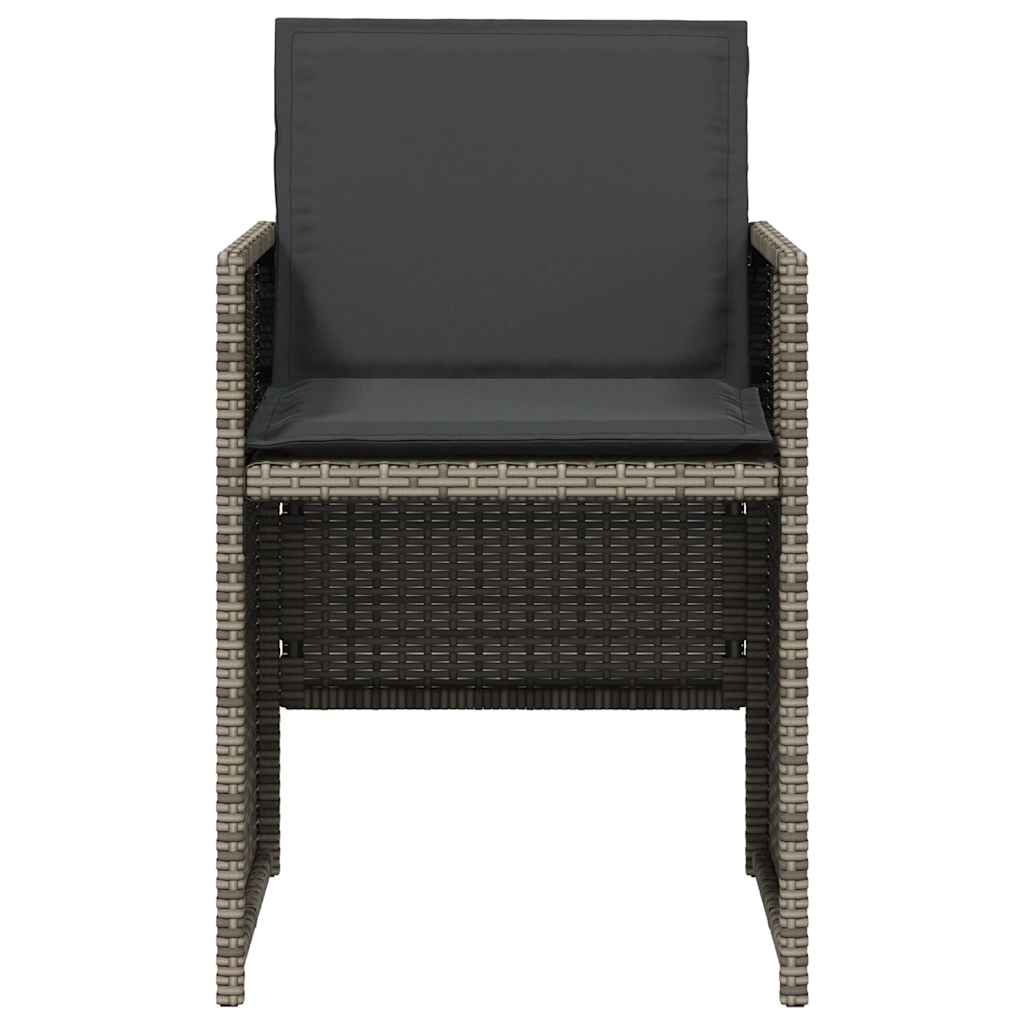 Gartenstühle mit Kissen 4 Stk. Grau Poly Rattan