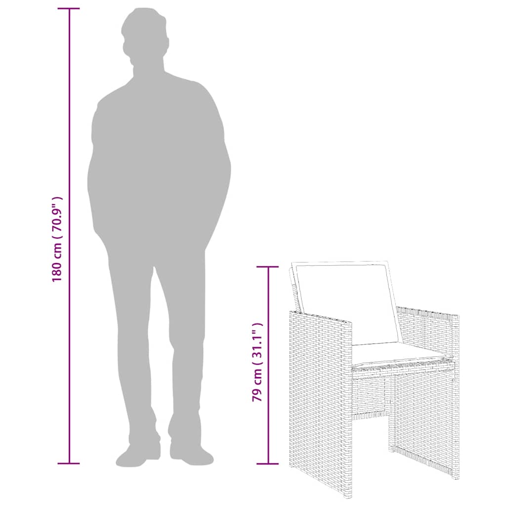 Gartenstühle mit Kissen 4 Stk. Braun Poly Rattan