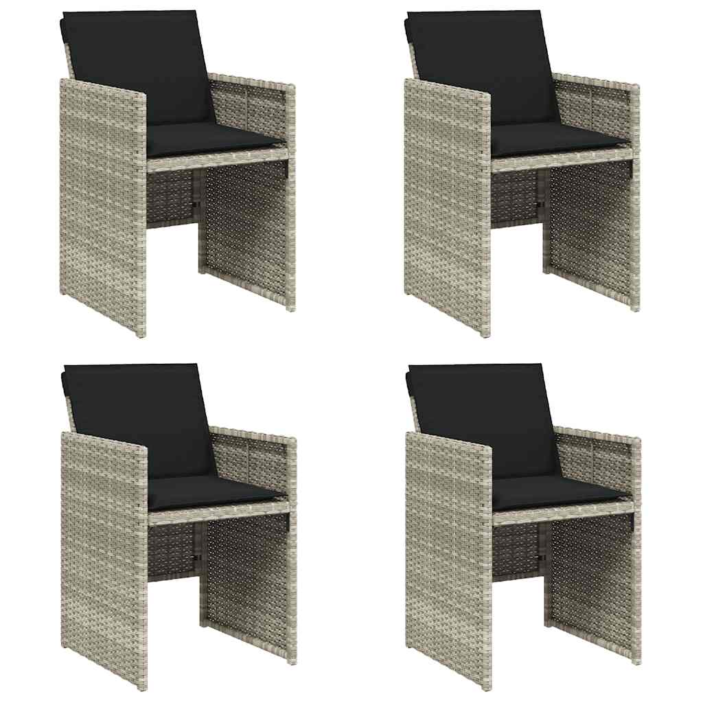 Gartenstühle mit Kissen 4 Stk. Hellgrau Poly Rattan
