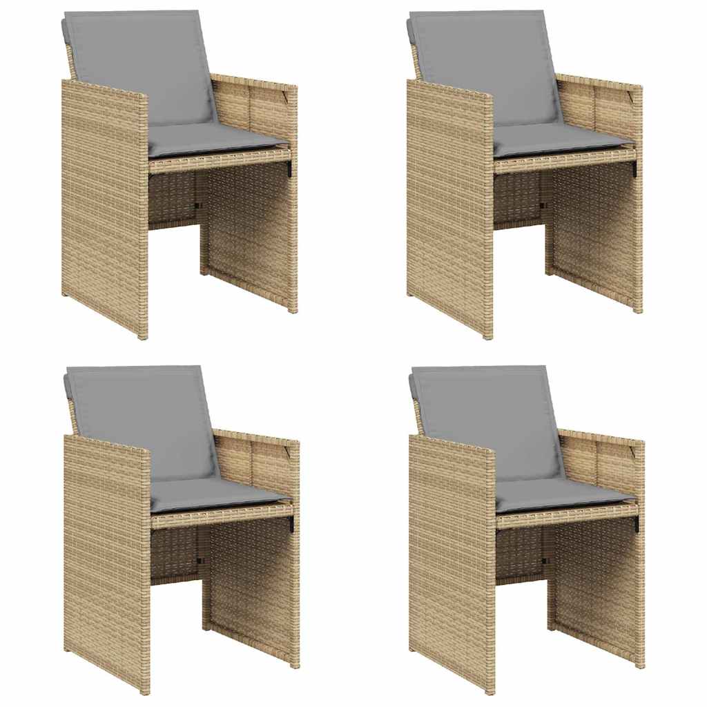 Gartenstühle mit Kissen 4 Stk. Beigemischung Poly Rattan