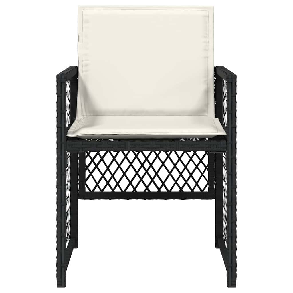 Gartenstühle mit Kissen 4 Stk. Schwarz Poly Rattan