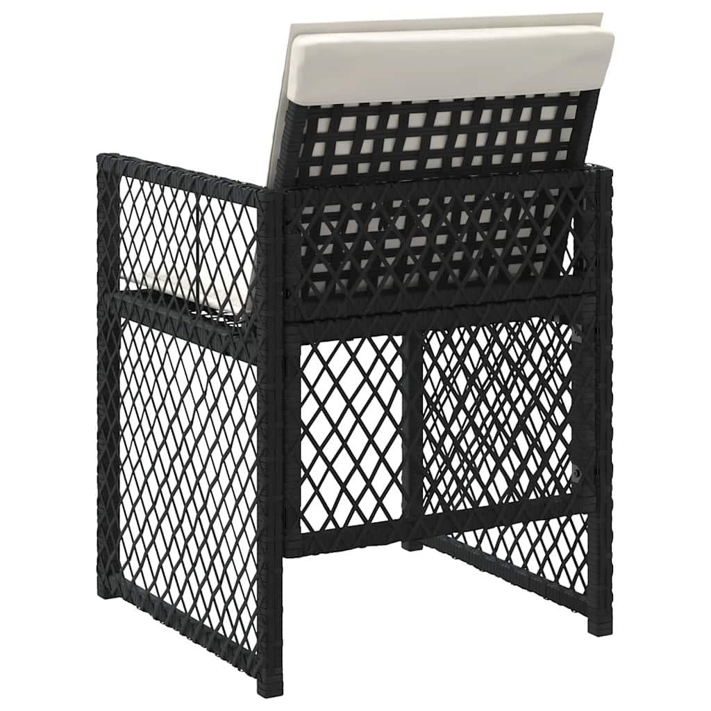 Gartenstühle mit Kissen 4 Stk. Schwarz Poly Rattan