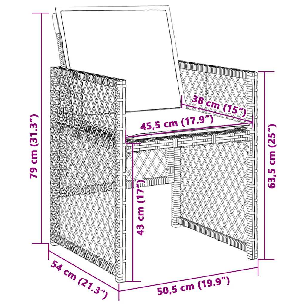 Gartenstühle mit Kissen 4 Stk. Schwarz Poly Rattan