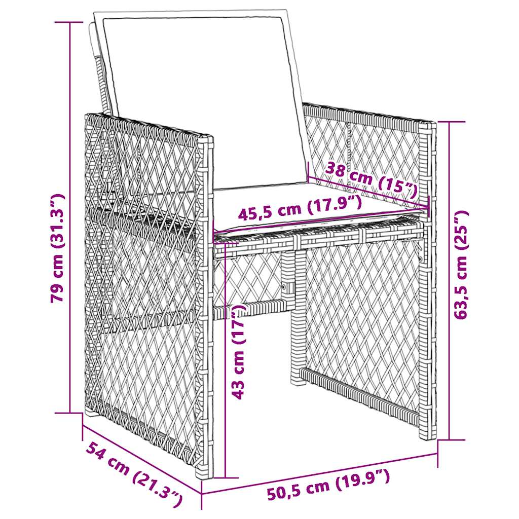 Gartenstühle mit Kissen 4 Stk. Schwarz Poly Rattan