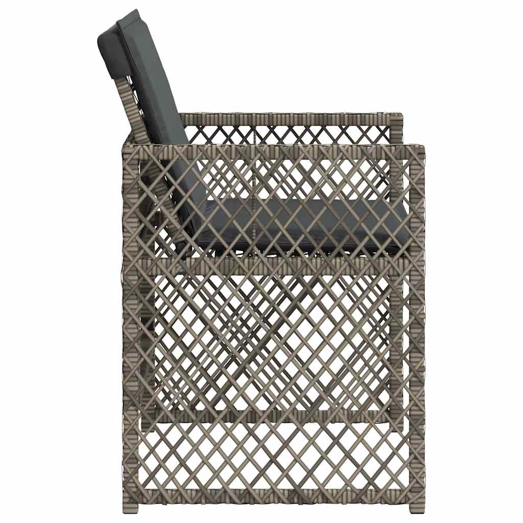Gartenstühle mit Kissen 4 Stk. Grau Poly Rattan