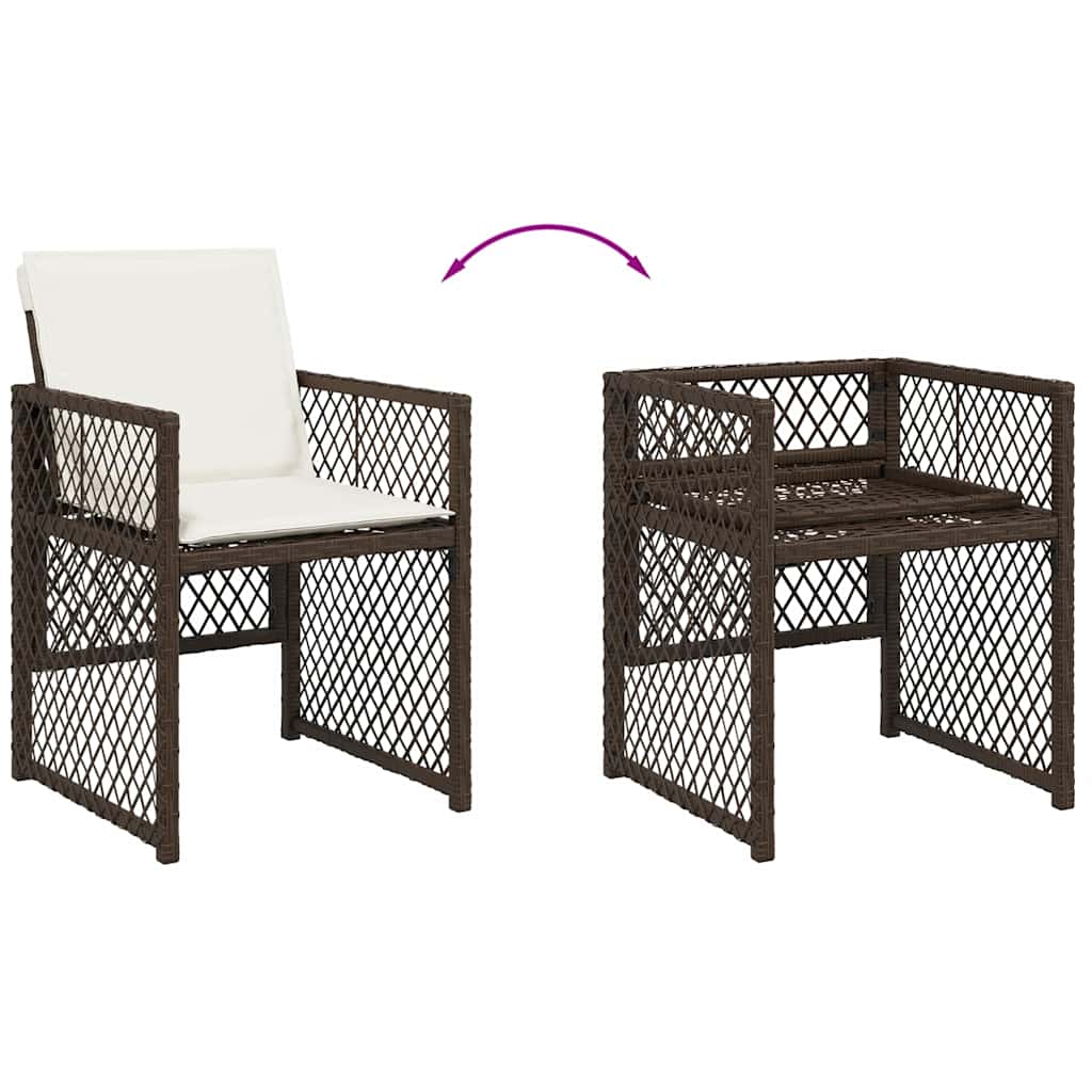 Gartenstühle mit Kissen 4 Stk. Braun Poly Rattan