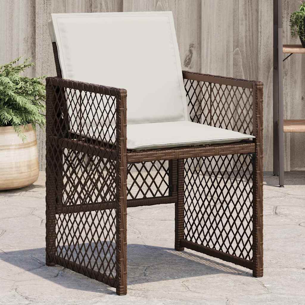 Gartenstühle mit Kissen 4 Stk. Braun Poly Rattan