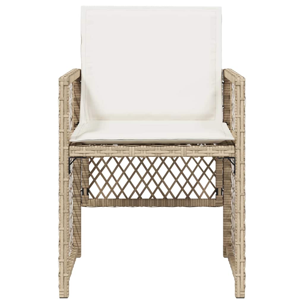 Gartenstühle mit Kissen 4 Stk. Beige Poly Rattan