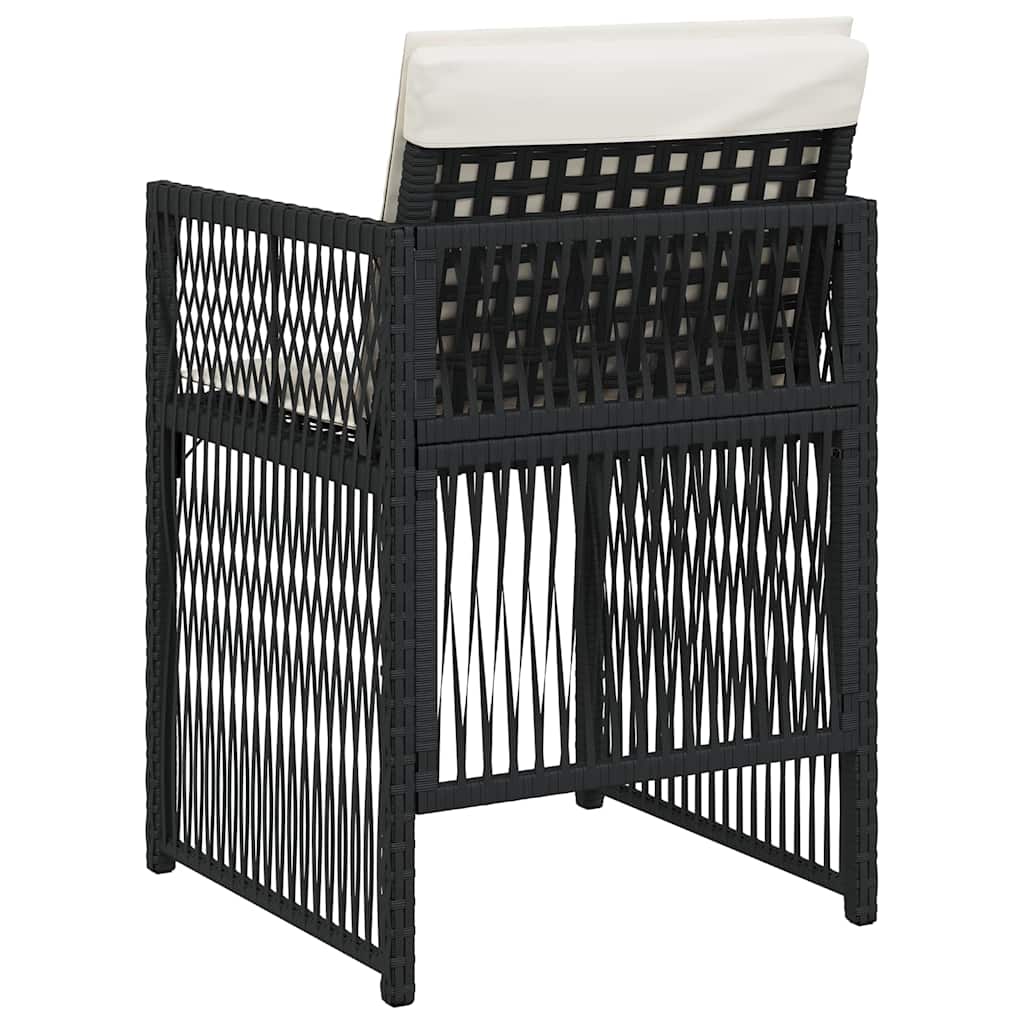 Gartenstühle mit Kissen 4 Stk. Schwarz Poly Rattan