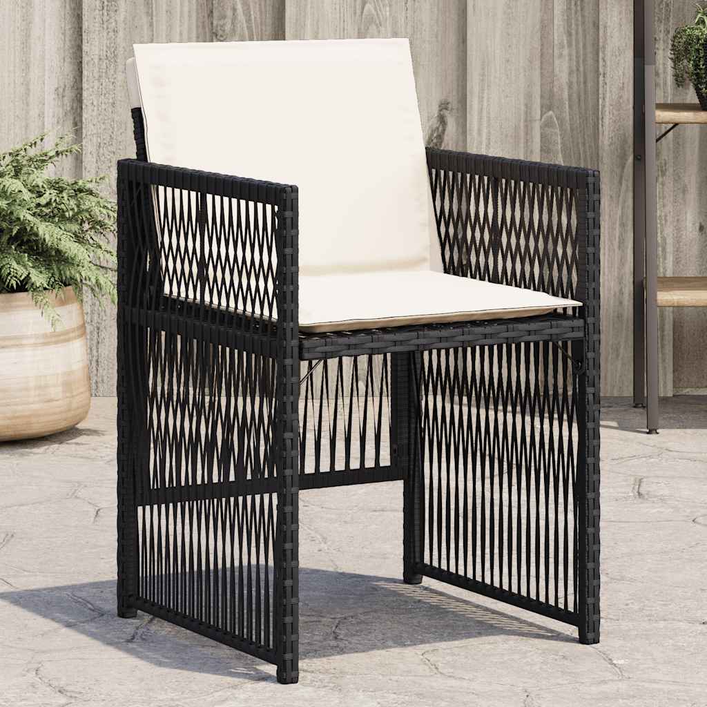 Gartenstühle mit Kissen 4 Stk. Schwarz Poly Rattan