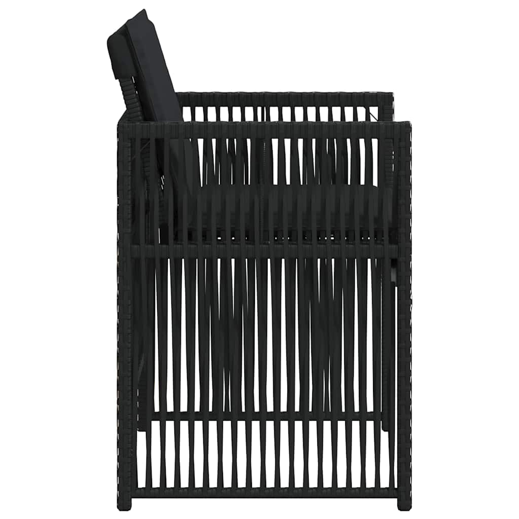 Gartenstühle mit Kissen 4 Stk. Schwarz Poly Rattan