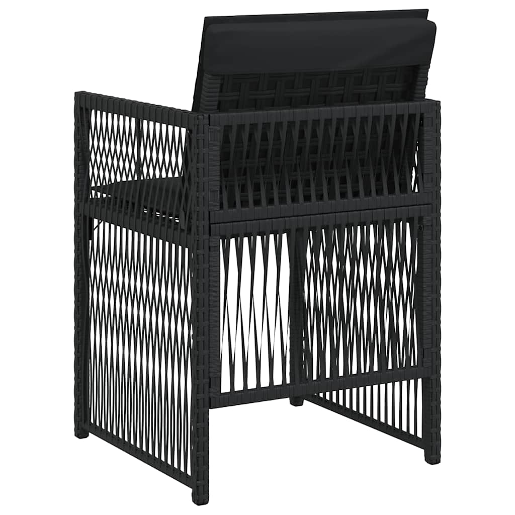 Gartenstühle mit Kissen 4 Stk. Schwarz Poly Rattan