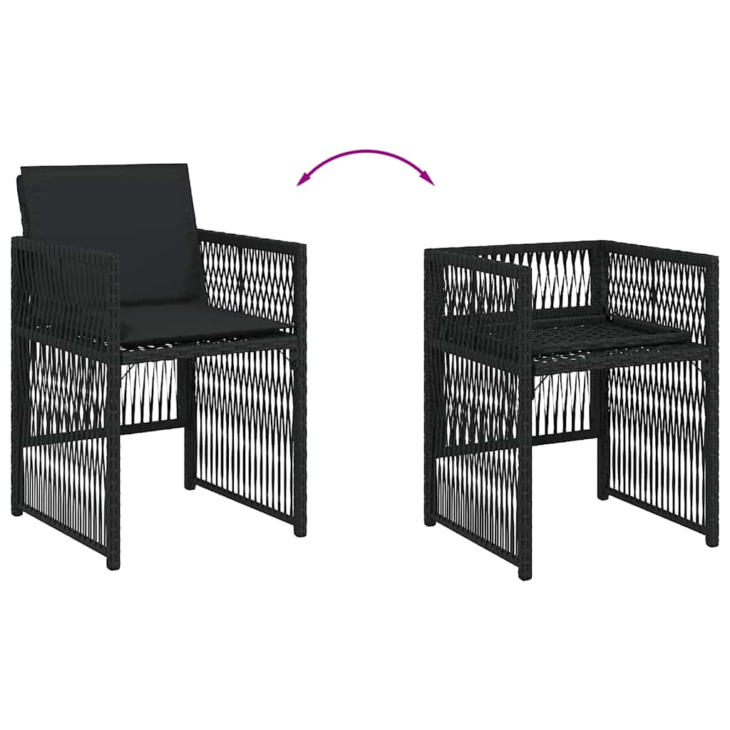 Gartenstühle mit Kissen 4 Stk. Schwarz Poly Rattan
